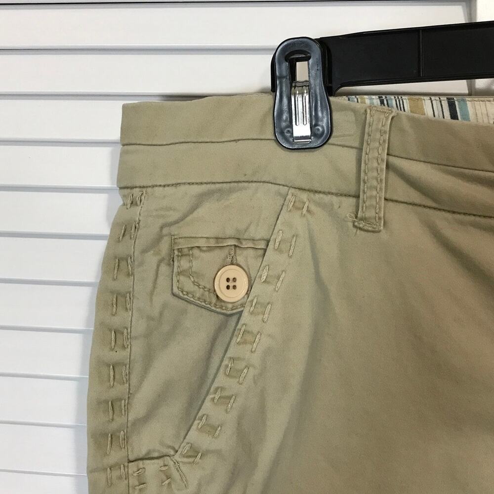 Blue Epic Khaki Tan stretch Twill Utility Chino Bermuda Shorts Women 14 - Picture 4 of 9